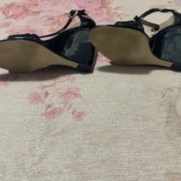 Black Patent Wedge  Dress Sandals - Picture 5 of 10